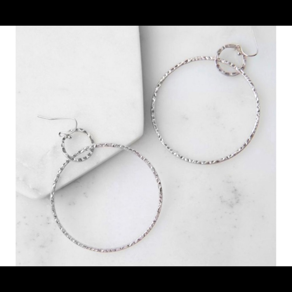 Beautiful double silver hoop earring